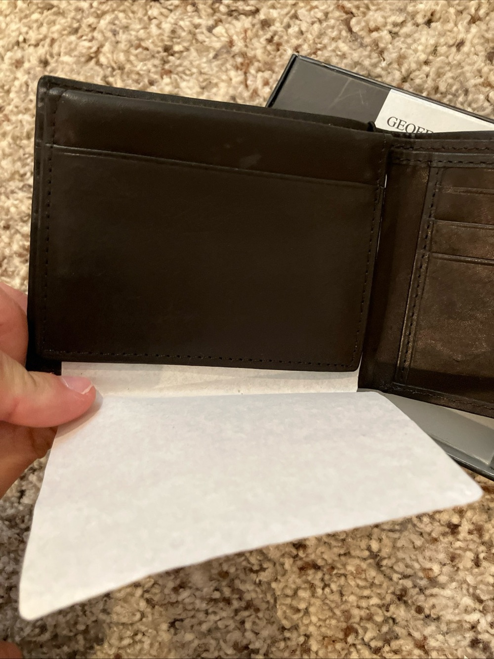 Geoffrey Beene Passcase Men’s Black Leather Wallet Bifold New in Box - Picture 4 of 8
